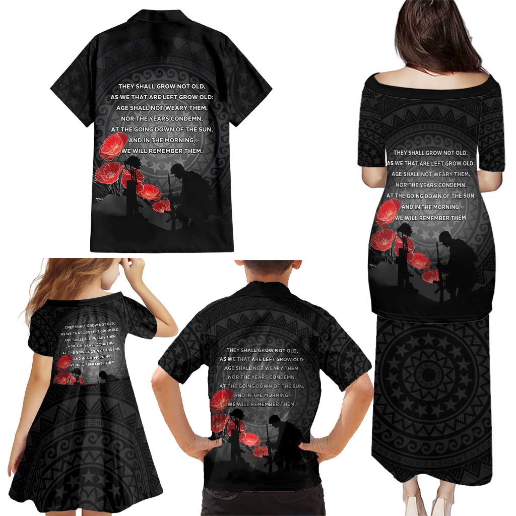 Cook Islands ANZAC Day Family Matching Puletasi and Hawaiian Shirt Soldier Silhouette Remembrance