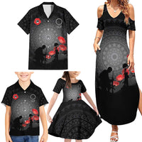 Cook Islands ANZAC Day Family Matching Summer Maxi Dress and Hawaiian Shirt Soldier Silhouette Remembrance LT05 - Polynesian Pride