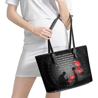 Cook Islands ANZAC Day Leather Tote Bag Soldier Silhouette Remembrance