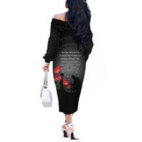Cook Islands ANZAC Day Off The Shoulder Long Sleeve Dress Soldier Silhouette Remembrance