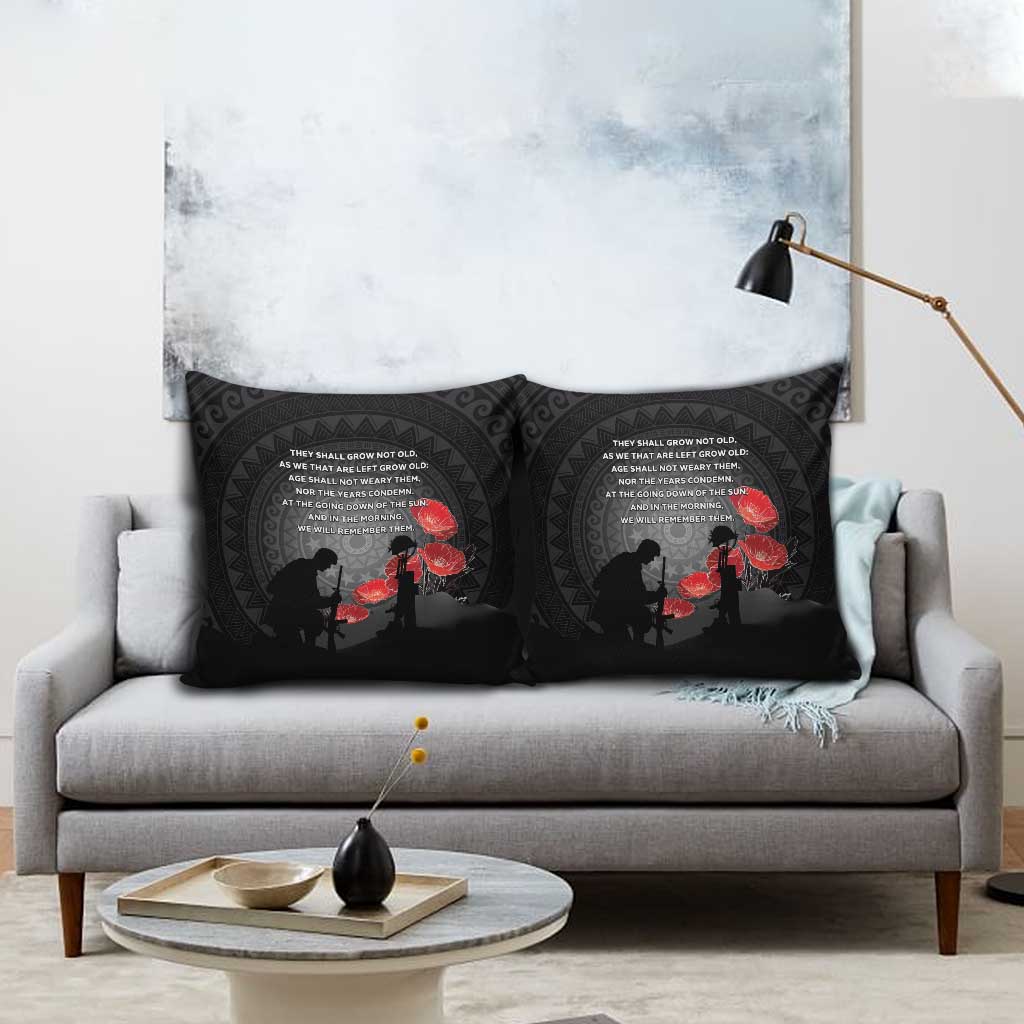 Cook Islands ANZAC Day Pillow Cover Soldier Silhouette Remembrance