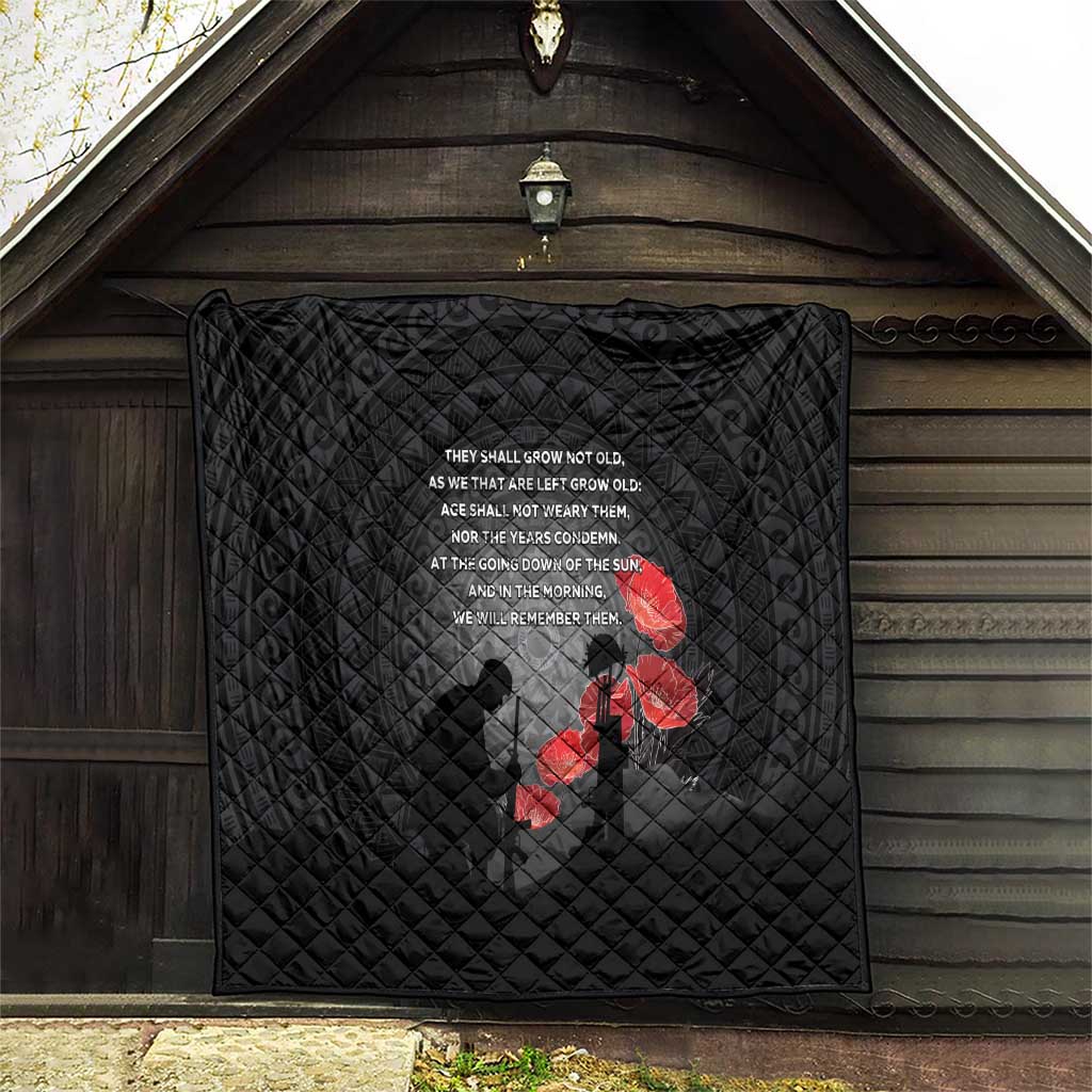Cook Islands ANZAC Day Quilt Soldier Silhouette Remembrance