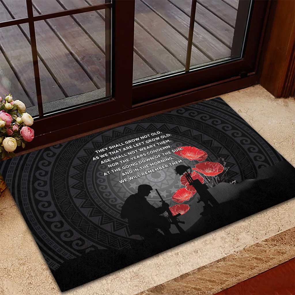 Cook Islands ANZAC Day Rubber Doormat Soldier Silhouette Remembrance