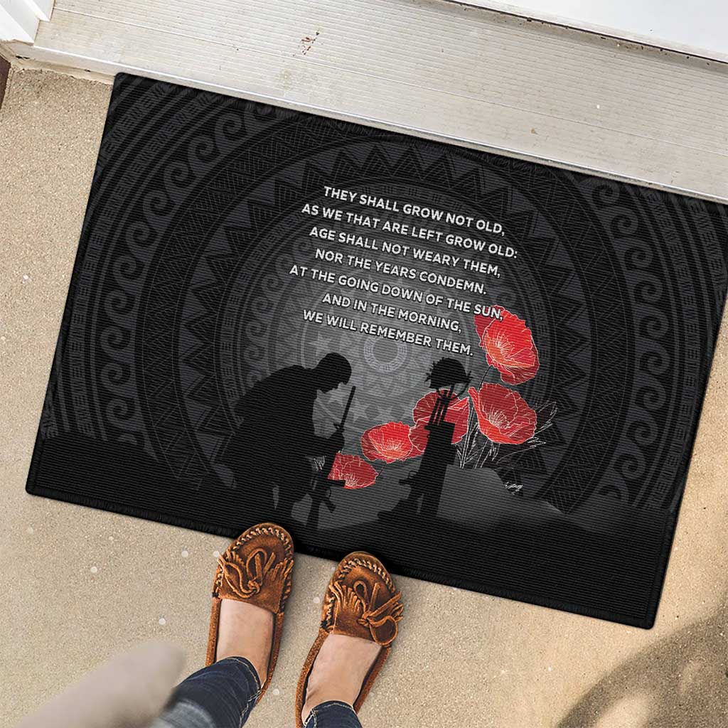 Cook Islands ANZAC Day Rubber Doormat Soldier Silhouette Remembrance