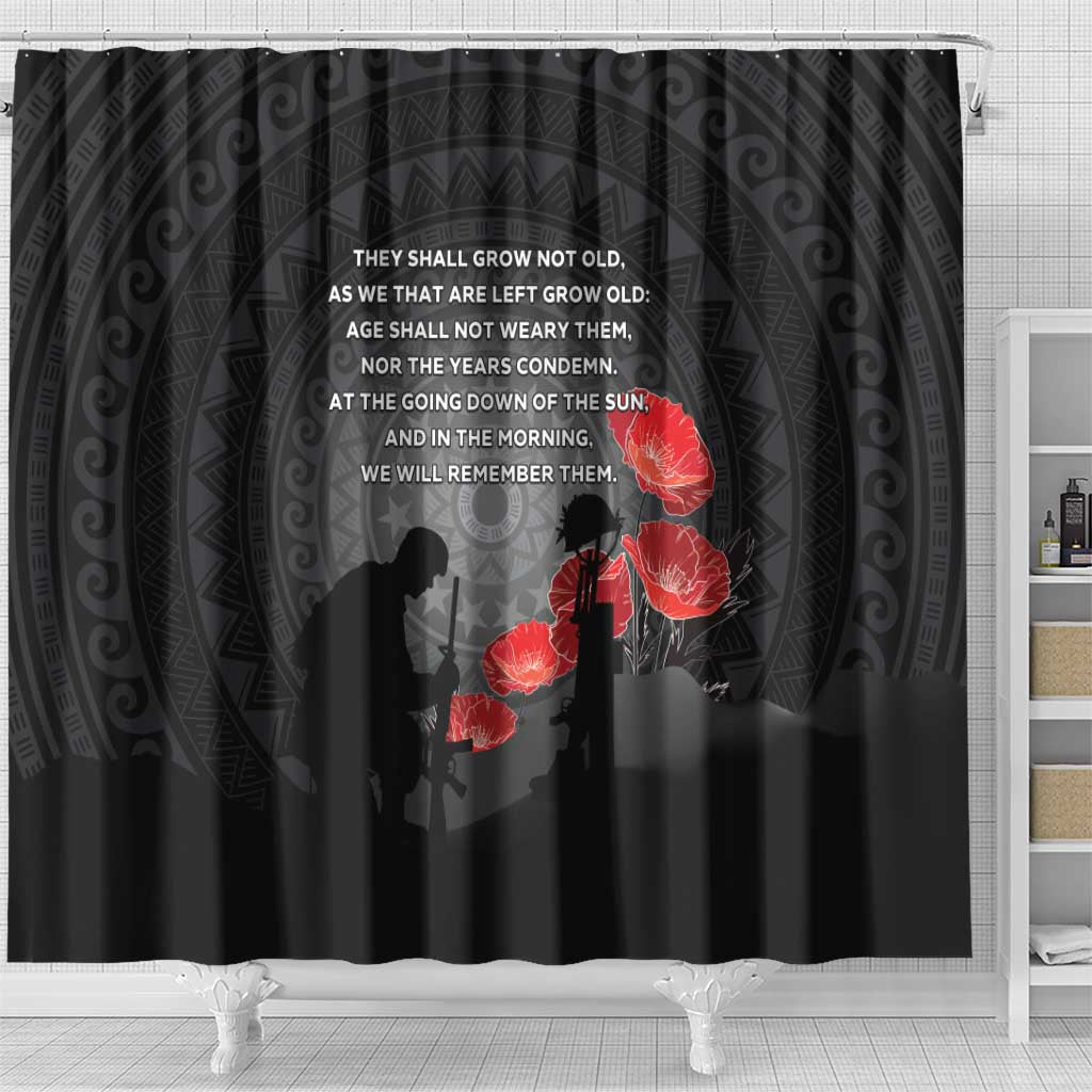 Cook Islands ANZAC Day Shower Curtain Soldier Silhouette Remembrance