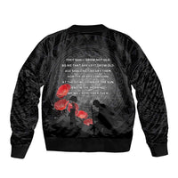 Cook Islands ANZAC Day Sleeve Zip Bomber Jacket Soldier Silhouette Remembrance