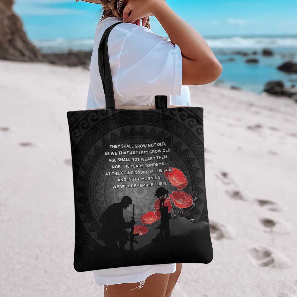 Cook Islands ANZAC Day Tote Bag Soldier Silhouette Remembrance
