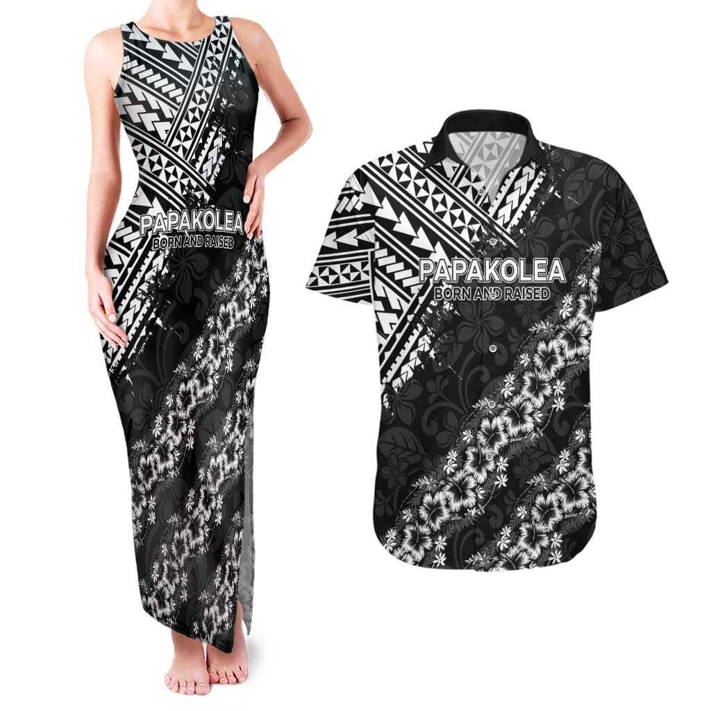 Hawaii Papakolea Born And Raised Couples Matching Tank Maxi Dress and Hawaiian Shirt Hawaiian Tribal Pattern