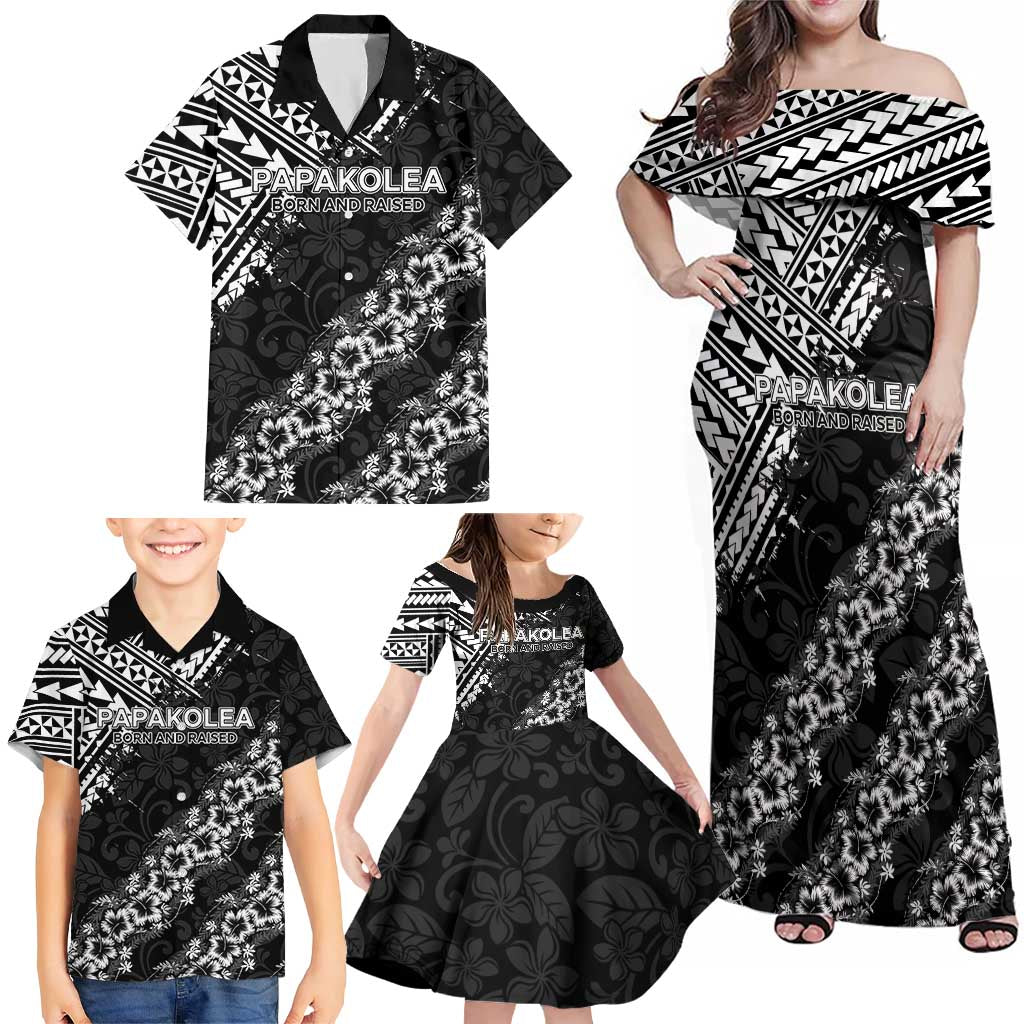 Hawaii Papakolea Born And Raised Family Matching Off Shoulder Maxi Dress and Hawaiian Shirt Hawaiian Tribal Pattern