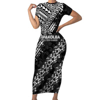 Hawaii Papakolea Born And Raised Family Matching Short Sleeve Bodycon Dress and Hawaiian Shirt Hawaiian Tribal Pattern LT05 Mom's Dress Black - Polynesian Pride