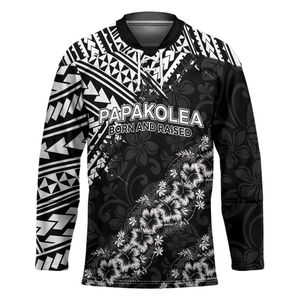 Hawaii Papakolea Born And Raised Hockey Jersey Hawaiian Tribal Pattern