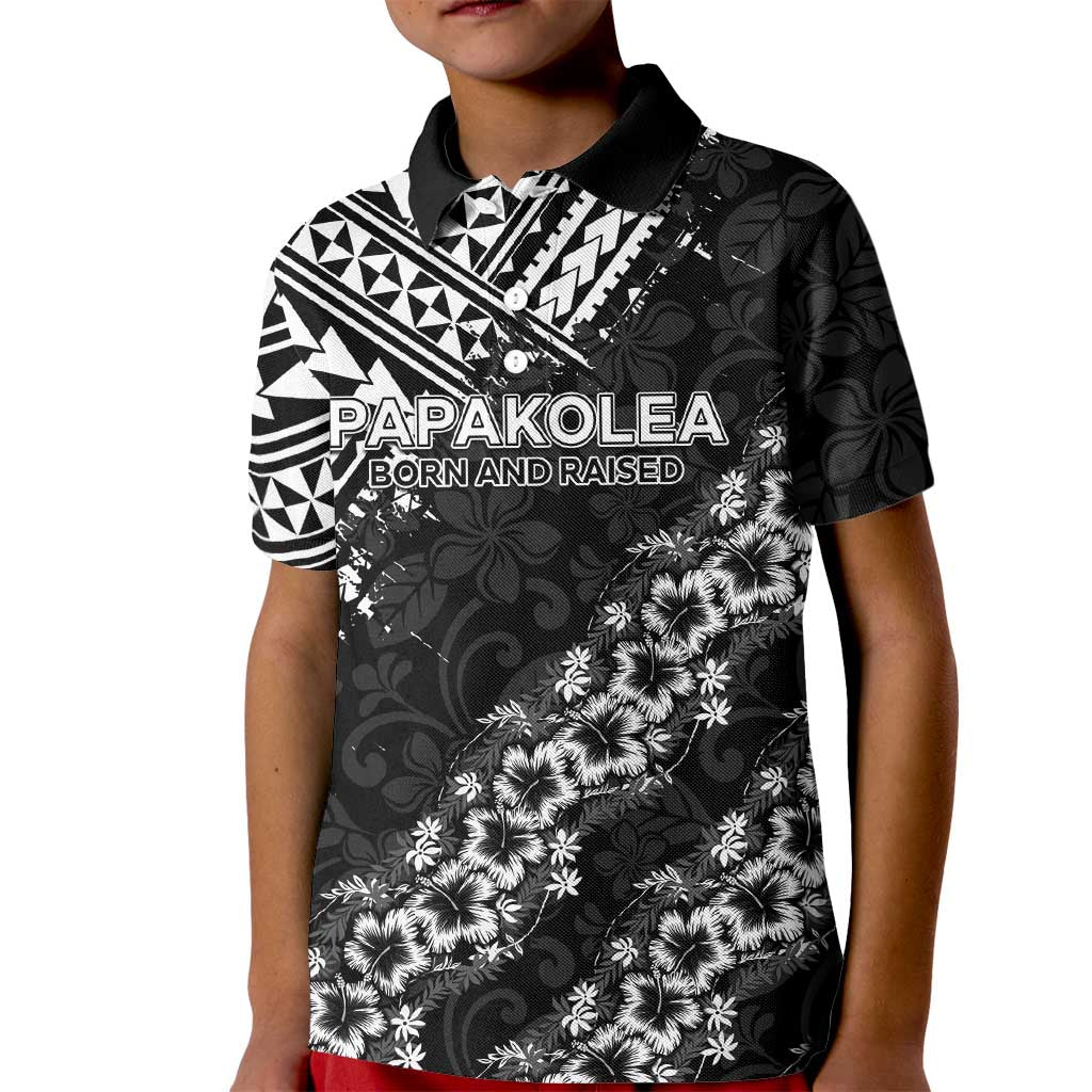 Hawaii Papakolea Born And Raised Kid Polo Shirt Hawaiian Tribal Pattern