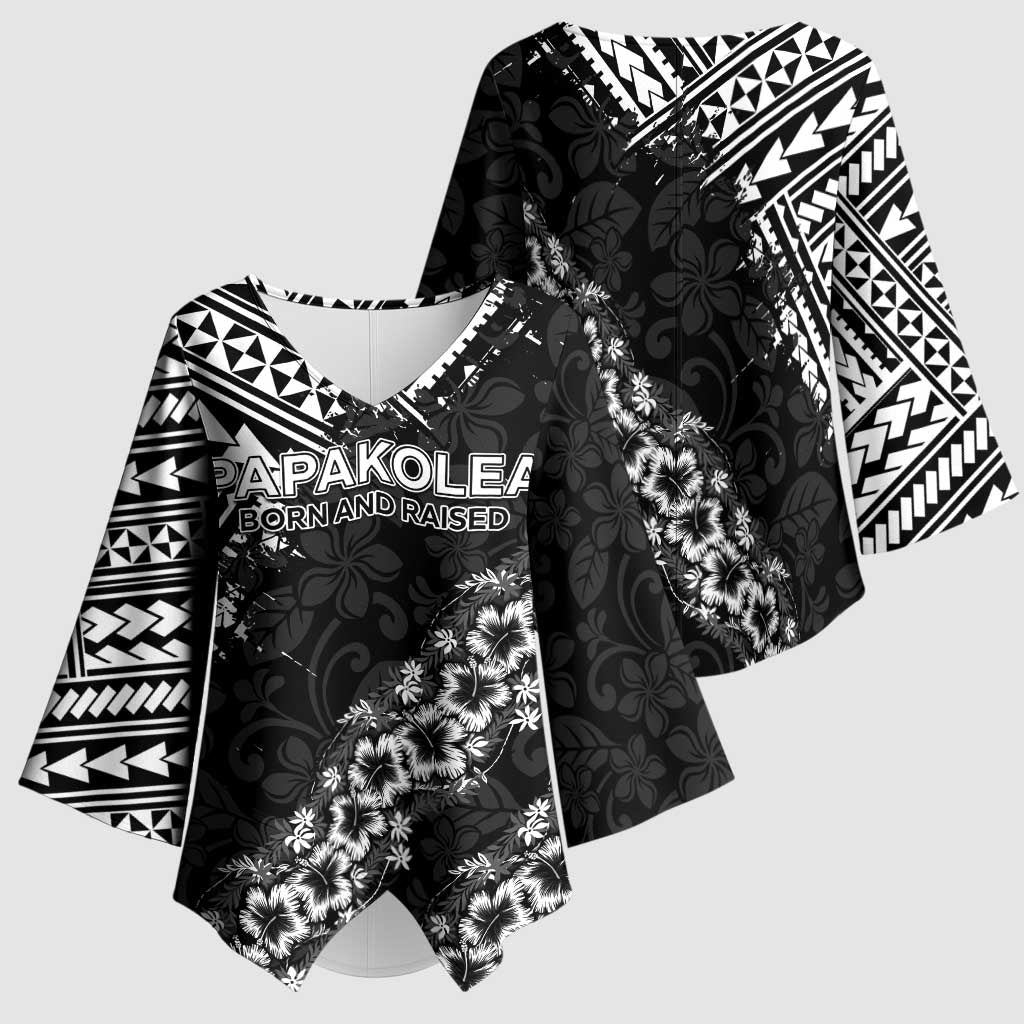 Hawaii Papakolea Born And Raised Kimono Sleeve Blouse Hawaiian Tribal Pattern