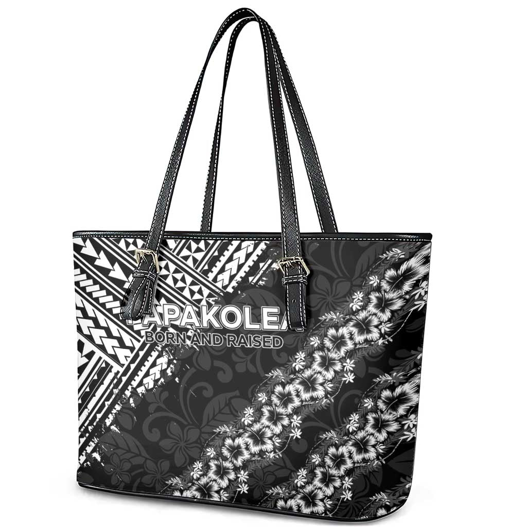 Hawaii Papakolea Born And Raised Leather Tote Bag Hawaiian Tribal Pattern