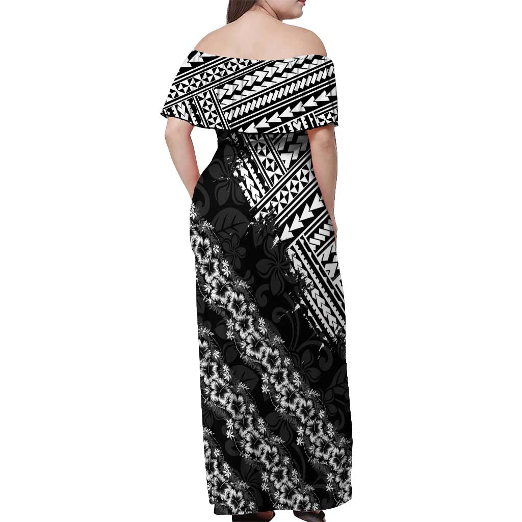 Hawaii Papakolea Born And Raised Off Shoulder Maxi Dress Hawaiian Tribal Pattern