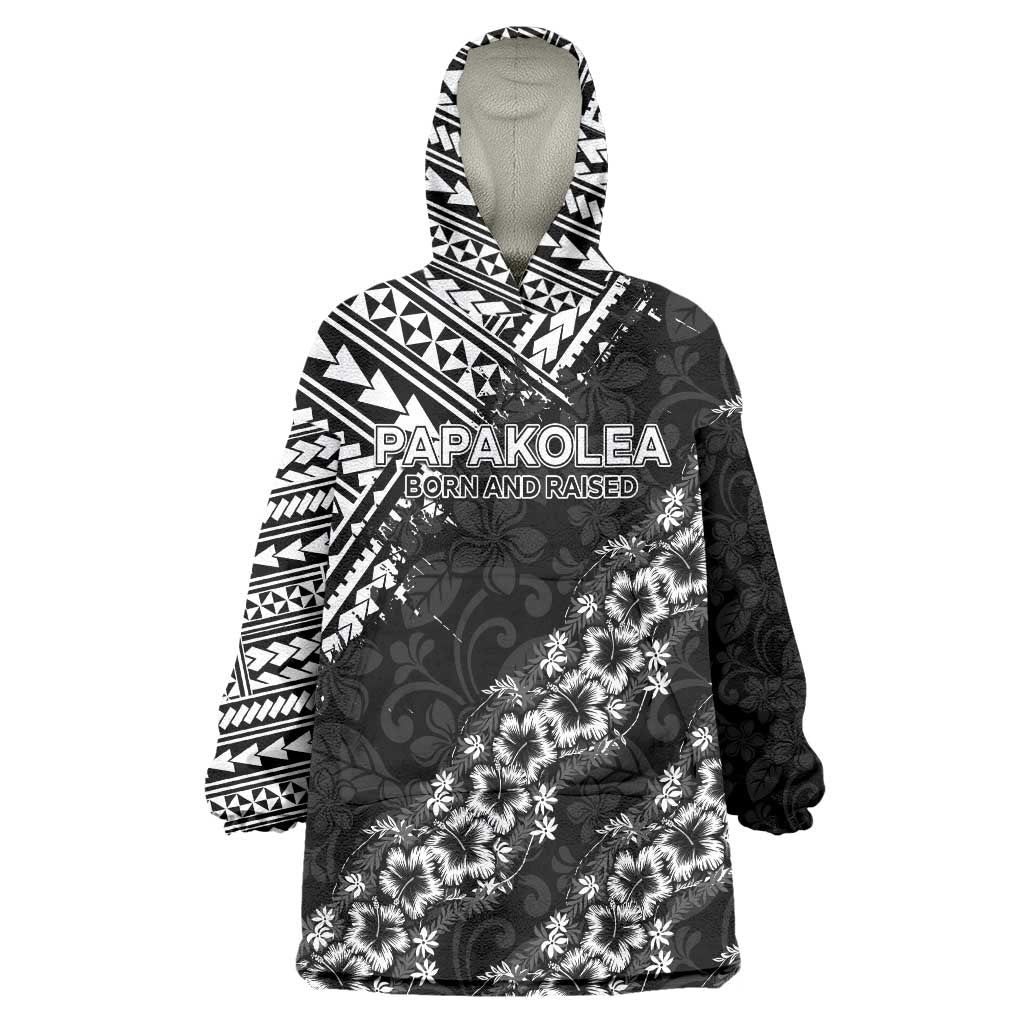 Hawaii Papakolea Born And Raised Wearable Blanket Hoodie Hawaiian Tribal Pattern