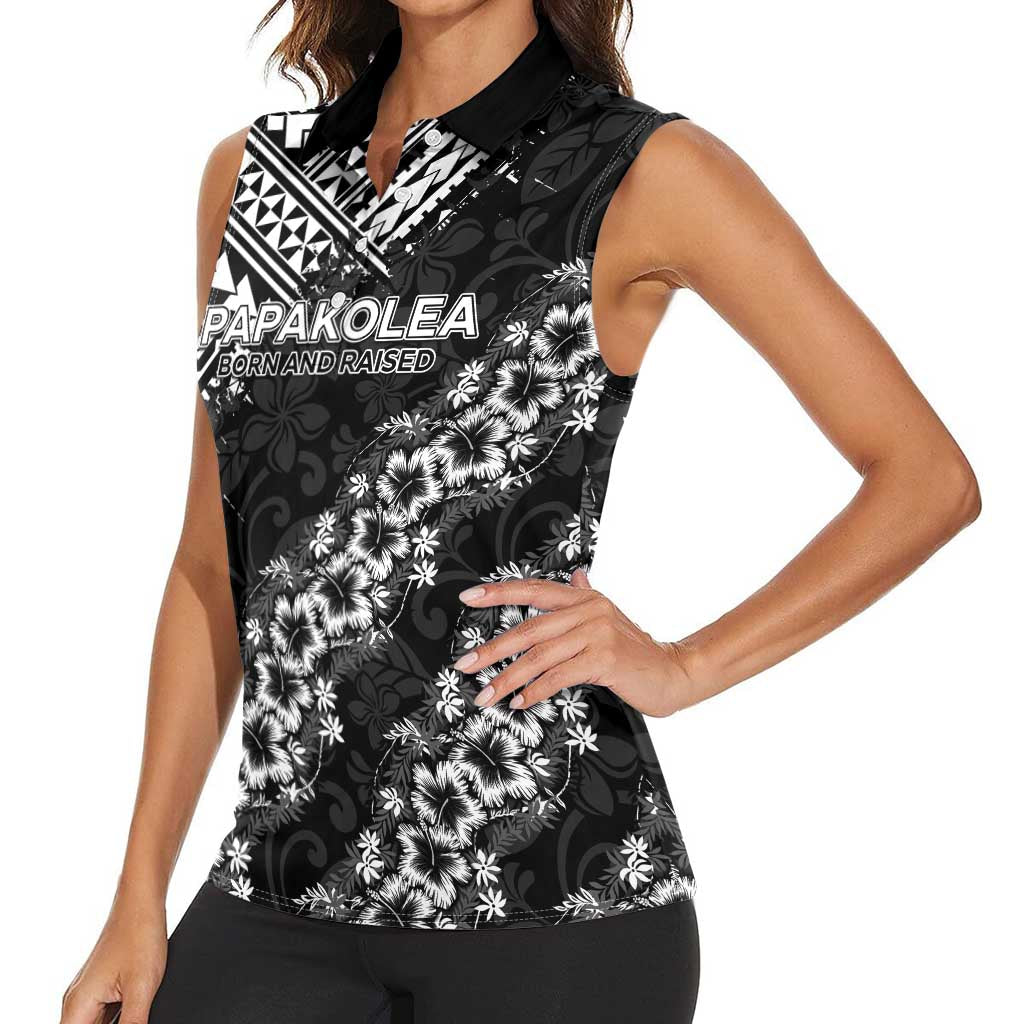 Hawaii Papakolea Born And Raised Women Sleeveless Polo Shirt Hawaiian Tribal Pattern