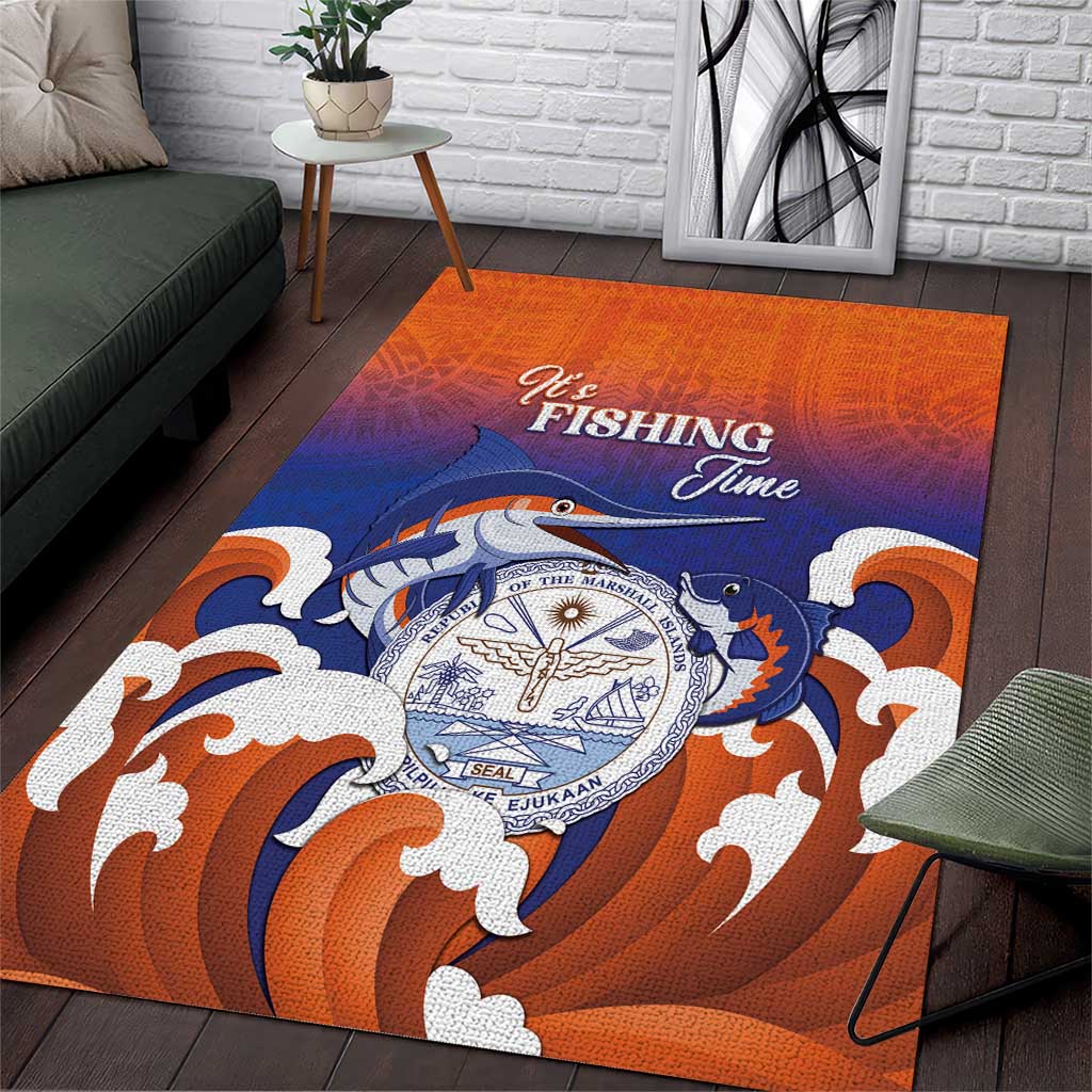Marshall Islands Fishermen's Day Area Rug It's Fishing Time LT05 Orange - Polynesian Pride