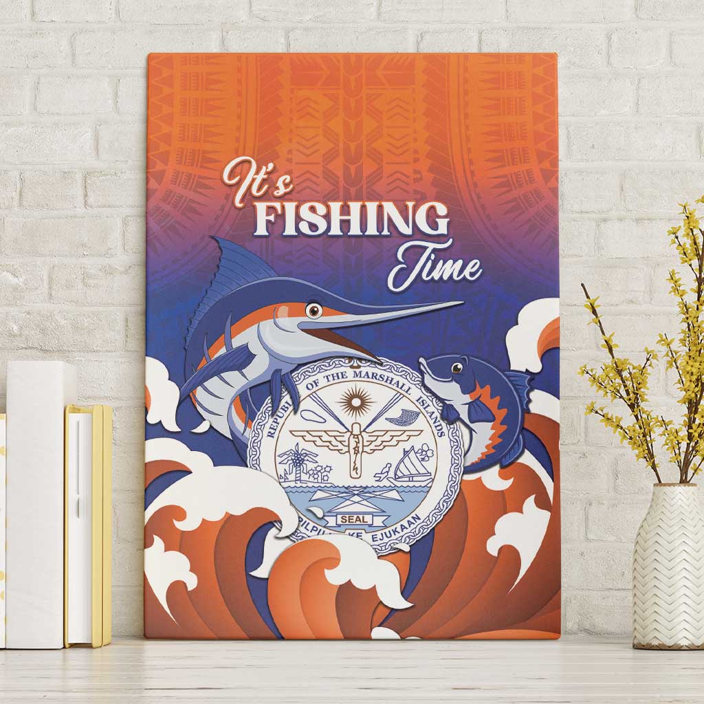 Marshall Islands Fishermen's Day Canvas Wall Art It's Fishing Time LT05 Without Frame Orange - Polynesian Pride