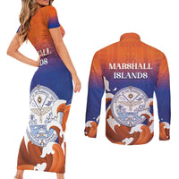 Marshall Islands Fishermen's Day Couples Matching Short Sleeve Bodycon Dress and Long Sleeve Button Shirt It's Fishing Time LT05 - Polynesian Pride