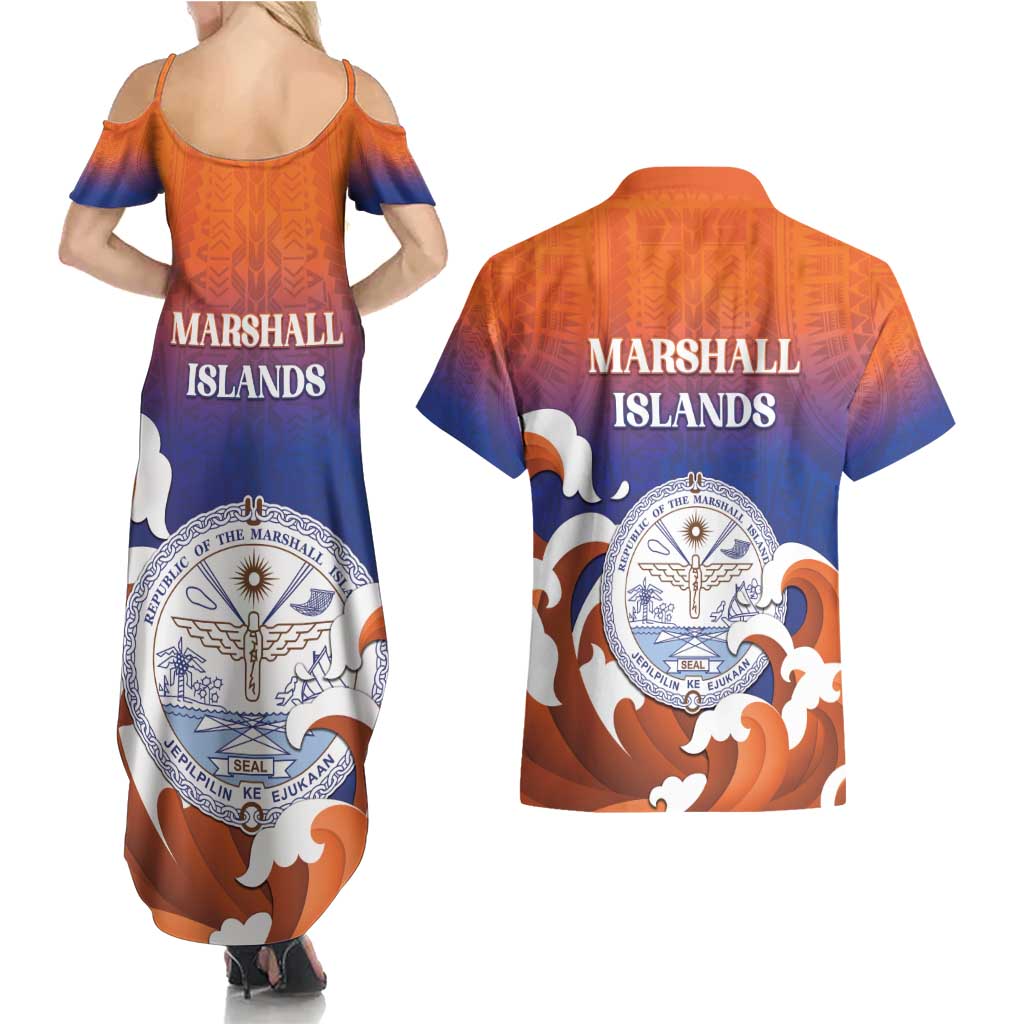 Marshall Islands Fishermen's Day Couples Matching Summer Maxi Dress and Hawaiian Shirt It's Fishing Time LT05 - Polynesian Pride