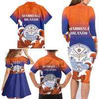 Marshall Islands Fishermen's Day Family Matching Long Sleeve Bodycon Dress and Hawaiian Shirt It's Fishing Time LT05 - Polynesian Pride