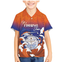 Marshall Islands Fishermen's Day Family Matching Mermaid Dress and Hawaiian Shirt It's Fishing Time LT05 Son's Shirt Orange - Polynesian Pride