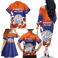 Marshall Islands Fishermen's Day Family Matching Off The Shoulder Long Sleeve Dress and Hawaiian Shirt It's Fishing Time LT05 - Polynesian Pride