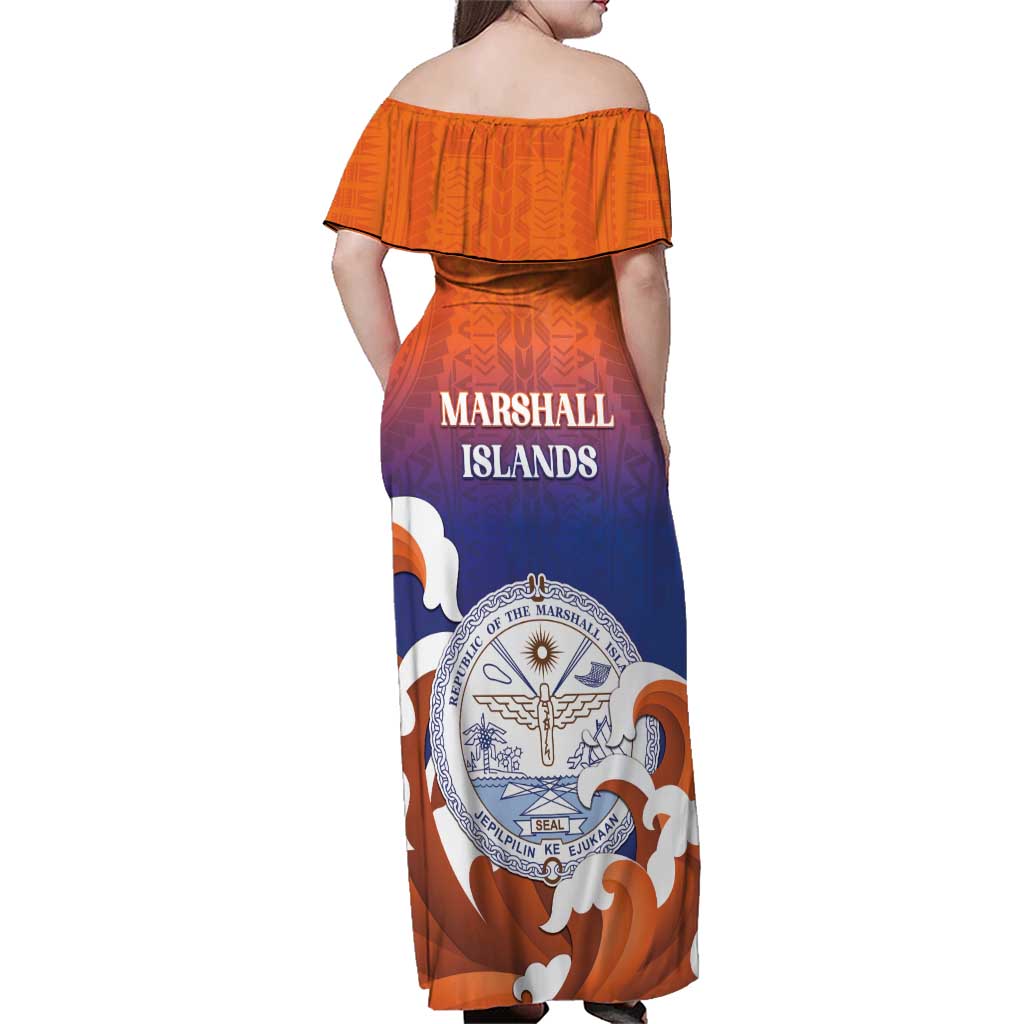 Marshall Islands Fishermen's Day Family Matching Off Shoulder Maxi Dress and Hawaiian Shirt It's Fishing Time LT05 - Polynesian Pride