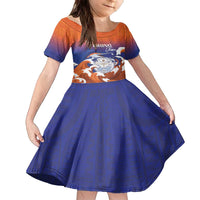 Marshall Islands Fishermen's Day Family Matching Puletasi and Hawaiian Shirt It's Fishing Time LT05 Daughter's Dress Orange - Polynesian Pride