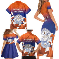 Marshall Islands Fishermen's Day Family Matching Short Sleeve Bodycon Dress and Hawaiian Shirt It's Fishing Time LT05 - Polynesian Pride