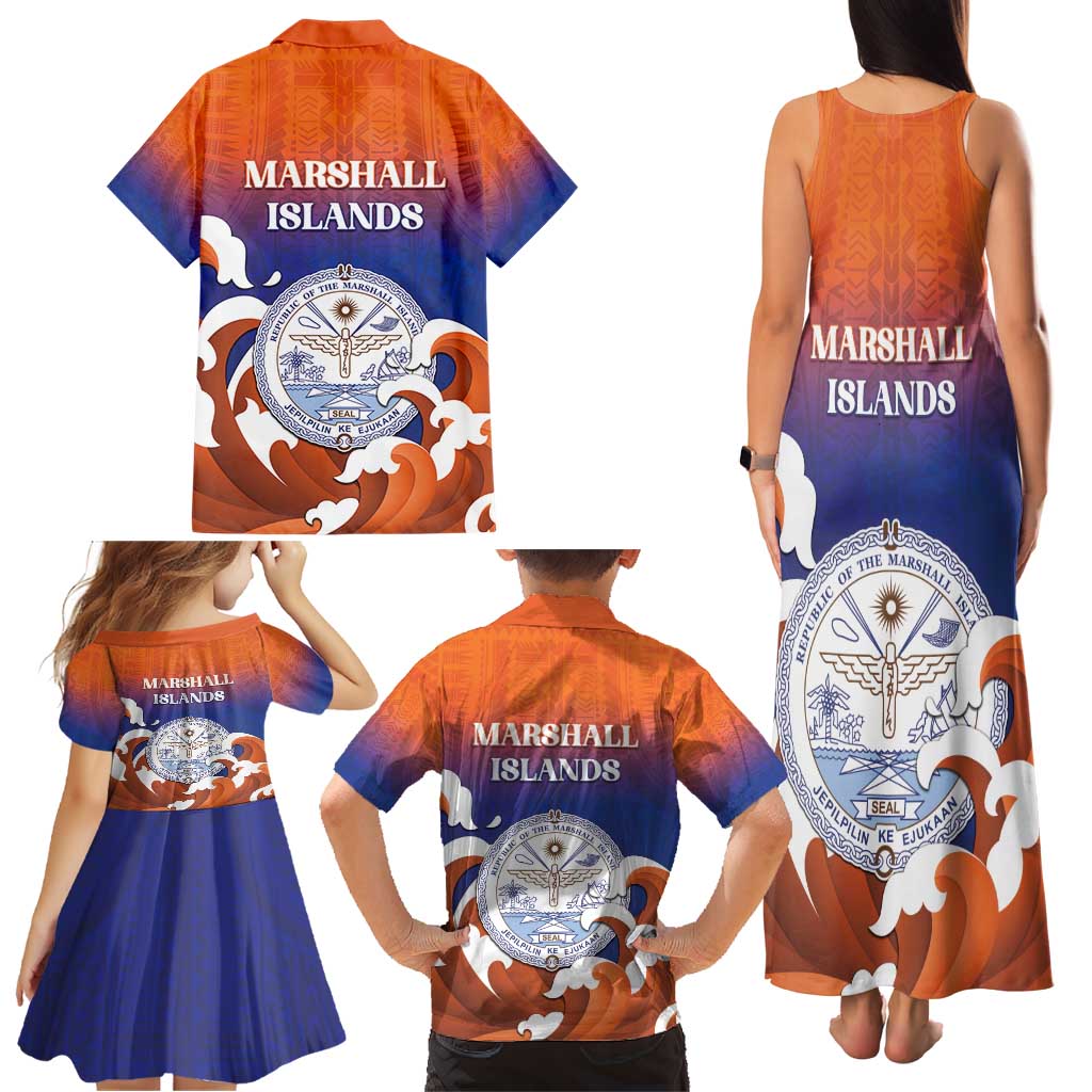 Marshall Islands Fishermen's Day Family Matching Tank Maxi Dress and Hawaiian Shirt It's Fishing Time LT05 - Polynesian Pride