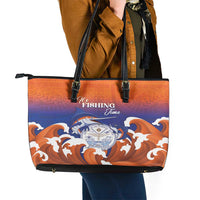Marshall Islands Fishermen's Day Leather Tote Bag It's Fishing Time LT05 - Polynesian Pride