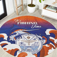 Marshall Islands Fishermen's Day Round Carpet It's Fishing Time LT05 Orange - Polynesian Pride