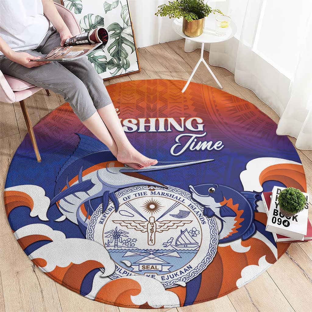 Marshall Islands Fishermen's Day Round Carpet It's Fishing Time LT05 - Polynesian Pride