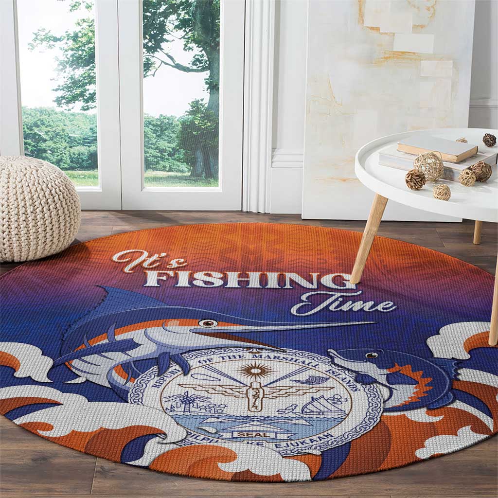 Marshall Islands Fishermen's Day Round Carpet It's Fishing Time LT05 - Polynesian Pride