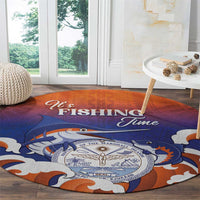 Marshall Islands Fishermen's Day Round Carpet It's Fishing Time LT05 - Polynesian Pride