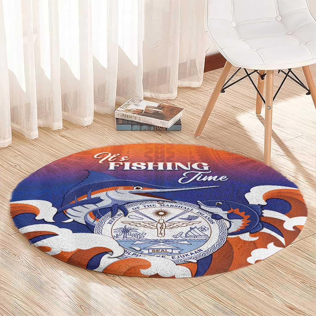 Marshall Islands Fishermen's Day Round Carpet It's Fishing Time LT05 - Polynesian Pride