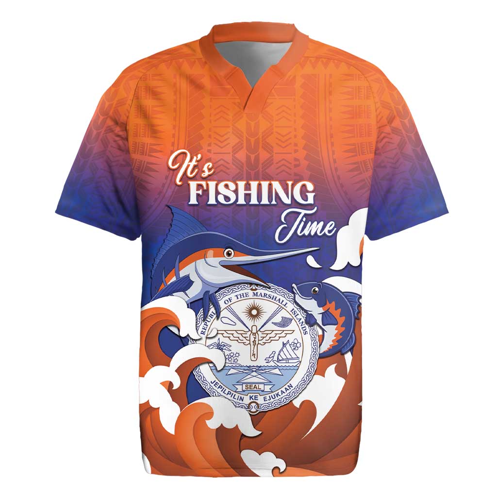 Marshall Islands Fishermen's Day Rugby Jersey It's Fishing Time LT05 Orange - Polynesian Pride