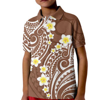 Plumeria With Brown Polynesian Tattoo Pattern Kid Polo Shirt