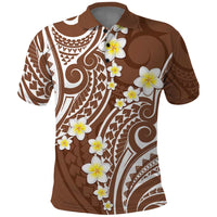 Plumeria With Brown Polynesian Tattoo Pattern Polo Shirt