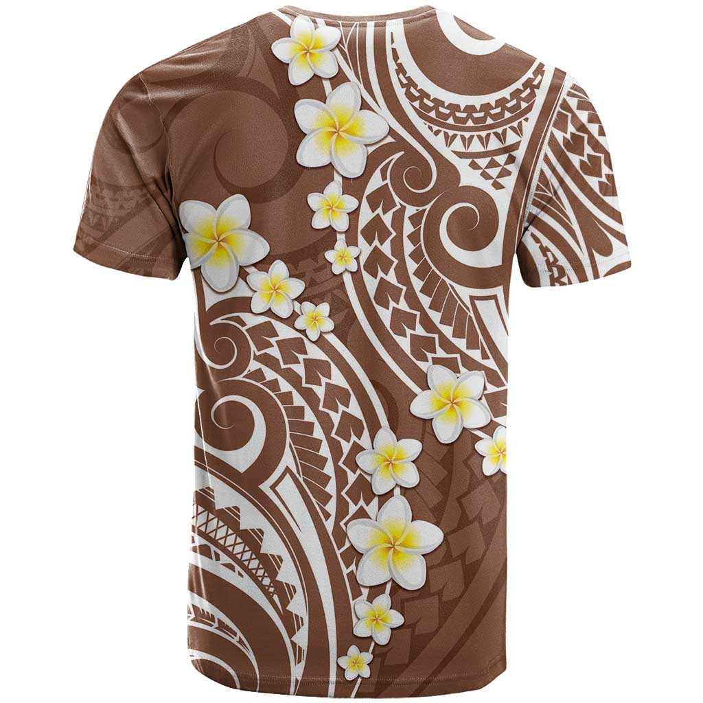 Plumeria With Brown Polynesian Tattoo Pattern T Shirt