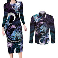 Personalised Polynesia Suicide Prevention Awareness Couples Matching Long Sleeve Bodycon Dress and Long Sleeve Button Shirt No Story Should End Too Soon