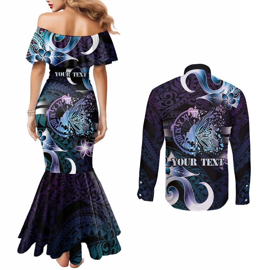 Personalised Polynesia Suicide Prevention Awareness Couples Matching Mermaid Dress and Long Sleeve Button Shirt No Story Should End Too Soon