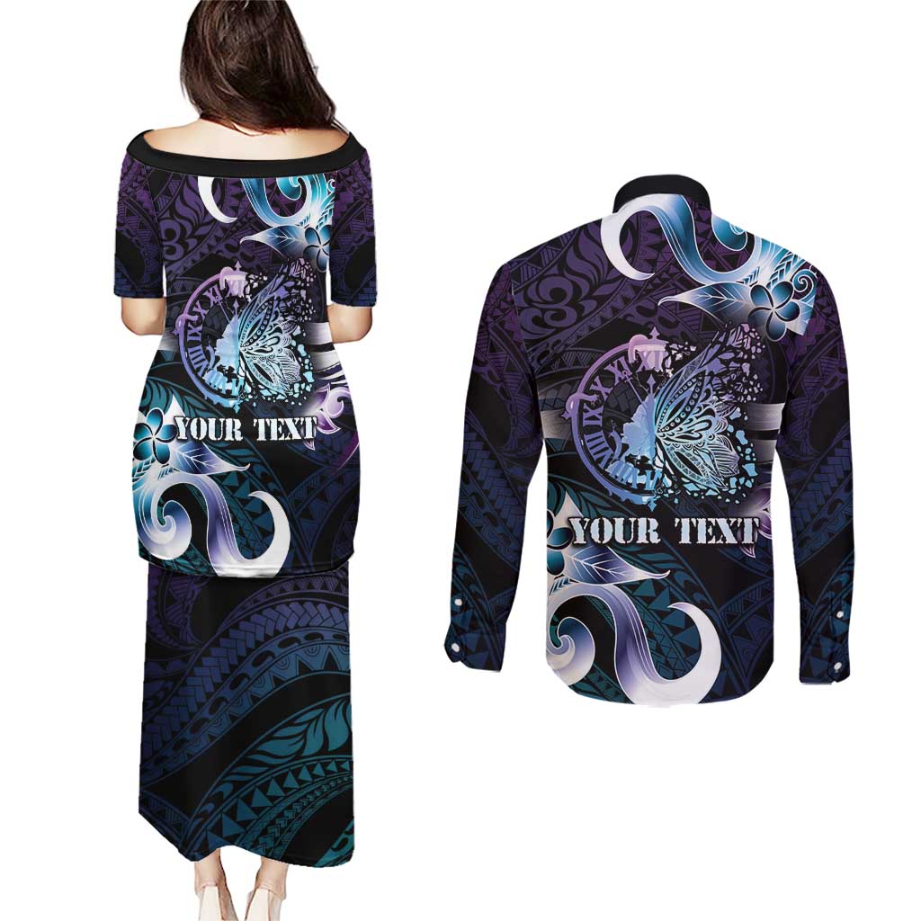 Personalised Polynesia Suicide Prevention Awareness Couples Matching Puletasi and Long Sleeve Button Shirt No Story Should End Too Soon