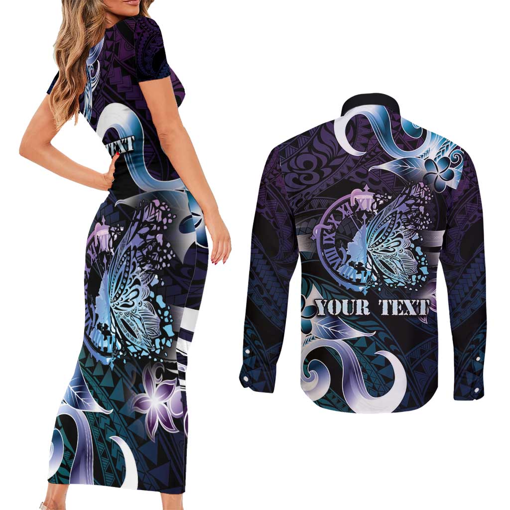 Personalised Polynesia Suicide Prevention Awareness Couples Matching Short Sleeve Bodycon Dress and Long Sleeve Button Shirt No Story Should End Too Soon