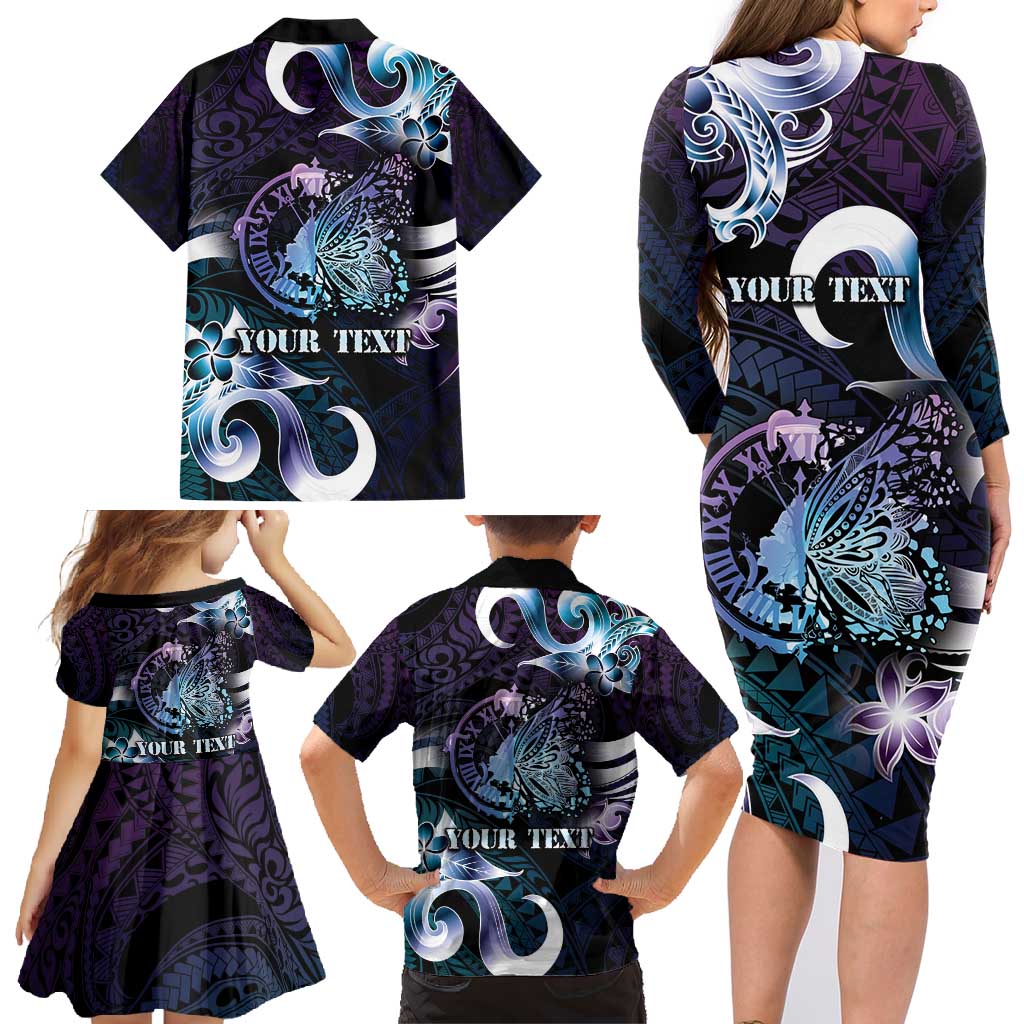 Personalised Polynesia Suicide Prevention Awareness Family Matching Long Sleeve Bodycon Dress and Hawaiian Shirt No Story Should End Too Soon LT05 - Polynesian Pride