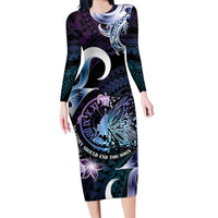 Personalised Polynesia Suicide Prevention Awareness Family Matching Long Sleeve Bodycon Dress and Hawaiian Shirt No Story Should End Too Soon LT05 Mom's Dress Purple - Polynesian Pride