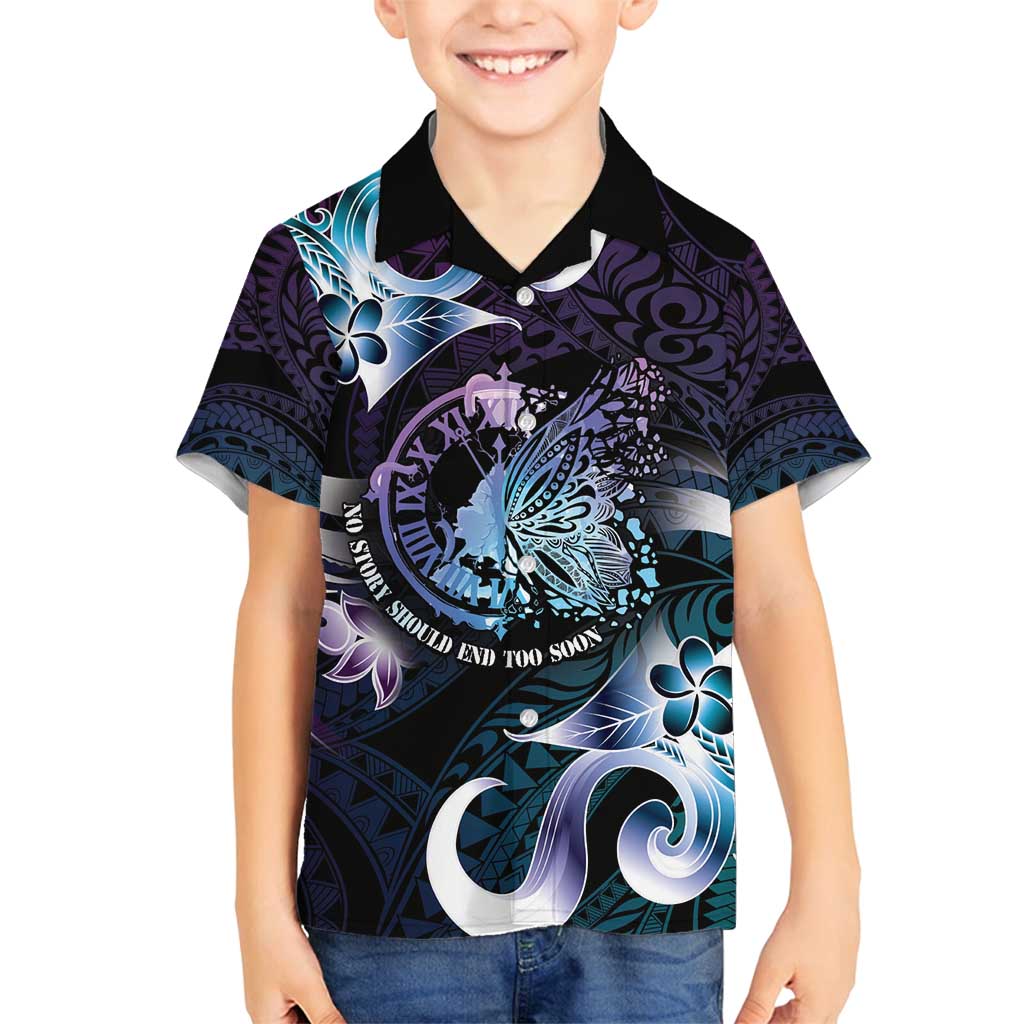 Personalised Polynesia Suicide Prevention Awareness Family Matching Long Sleeve Bodycon Dress and Hawaiian Shirt No Story Should End Too Soon LT05 Son's Shirt Purple - Polynesian Pride