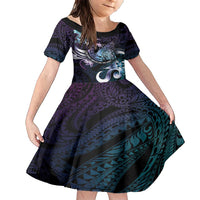 Personalised Polynesia Suicide Prevention Awareness Family Matching Short Sleeve Bodycon Dress and Hawaiian Shirt No Story Should End Too Soon LT05 Daughter's Dress Purple - Polynesian Pride